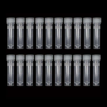 20x Small Plastic 1.5ml Small Vials Screw On Cap Clear Test Tube Mini Lab Bottle
