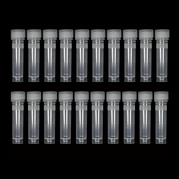 20x Small Plastic 1.5ml Small Vials Screw On Cap Clear Test Tube Mini Lab Bottle