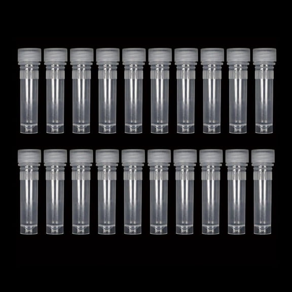 20x Small Plastic 1.5ml Small Vials Screw On Cap Clear Test Tube Mini Lab Bottle