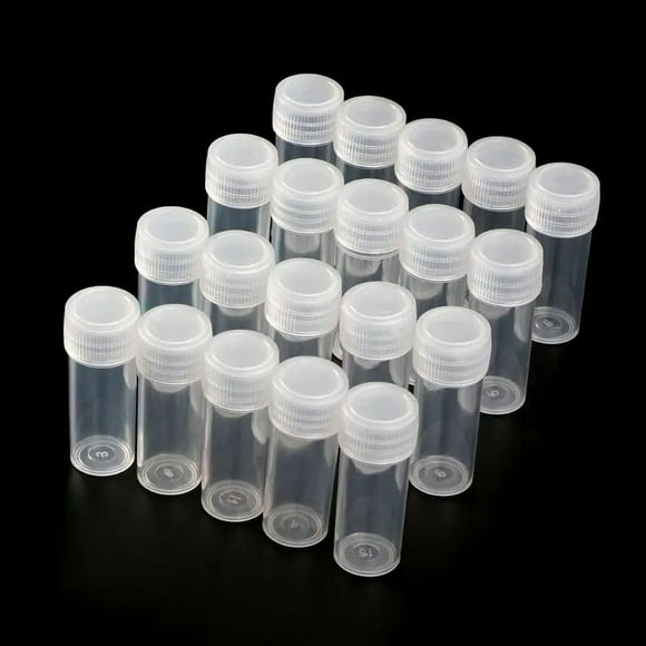 20x Small Plastic Tubes Vials 5ml Push Cap Top Clear Test Lab Liquid Containers