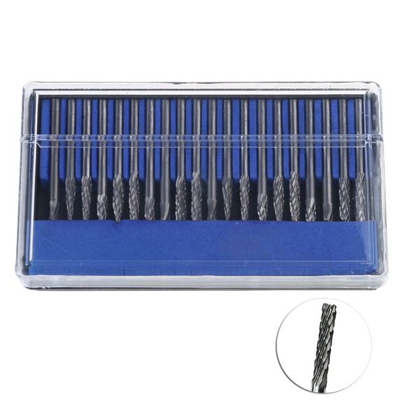 20x Tungsten Heads 3mm 1/8'' Shank Rotary File Set Practical Milling Cutter Drill Bits for DIY Engraving