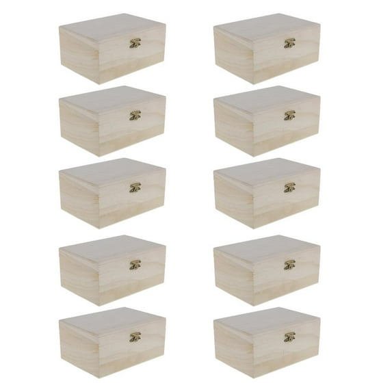 20x Wooden Box for Crafts Unfinished, Wood Box w/ Lid for , Decoupage, Painting, Staining, Varnishing and Decorating, Settings