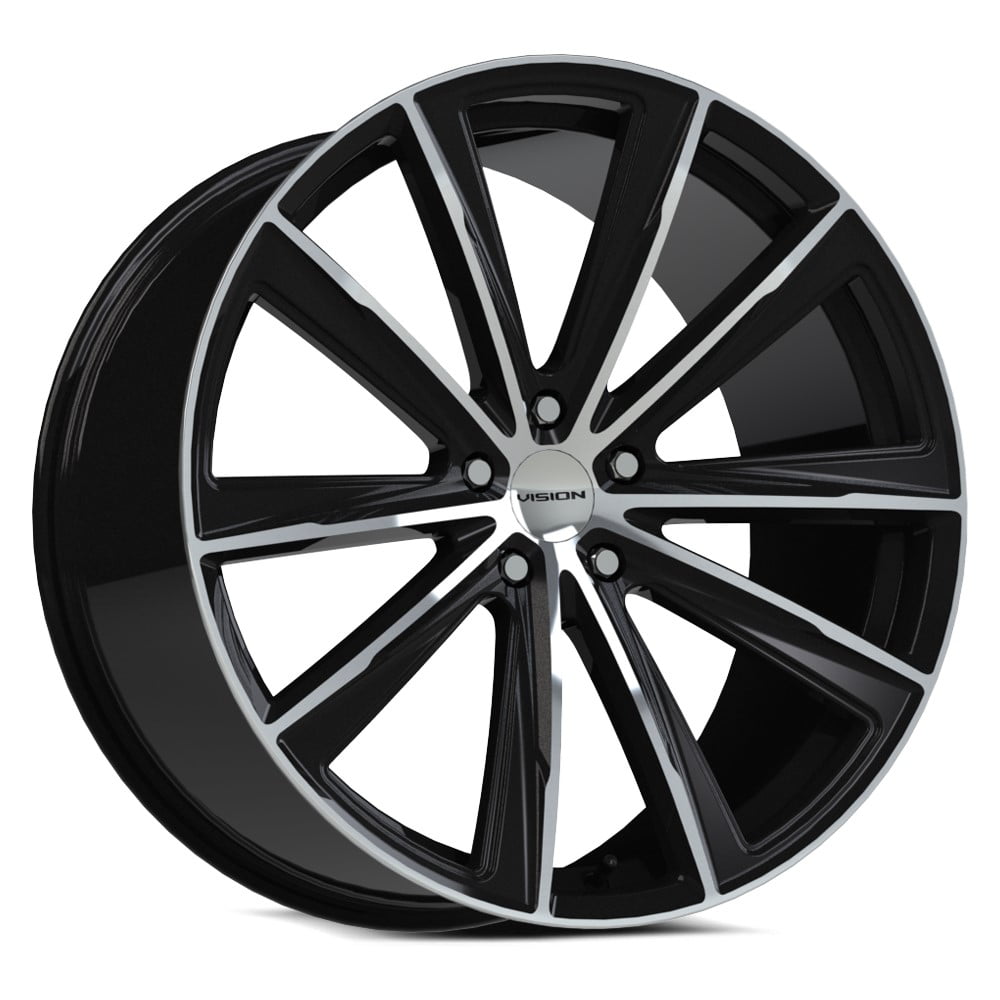 20x10.5 Vision 471 Splinter Gloss Black Machined Face Wheel 5x112 (30mm ...
