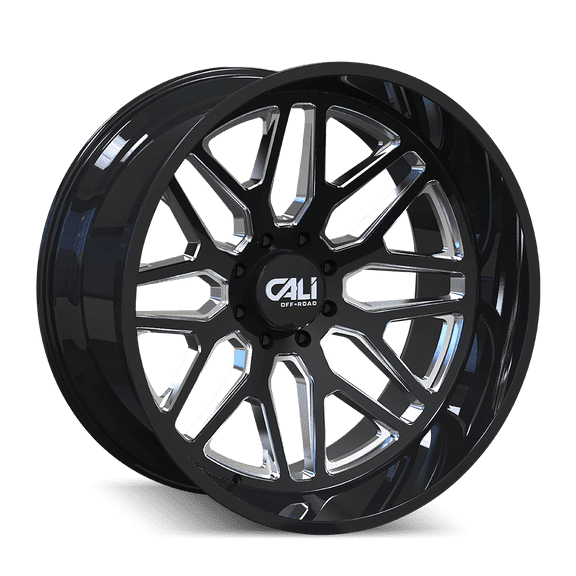20x10 Cali Off-Road 9115 Invader Gloss Black Milled Spokes Wheel 6x5.5 (-25mm)