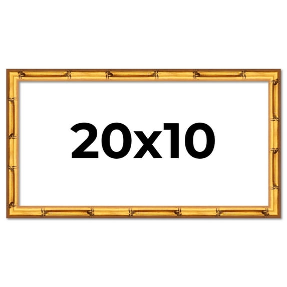 20x10 Frame Gold Bamboo Solid Wood Picture Frame | 1 Inch Moulding Width | Interior Frame Depth