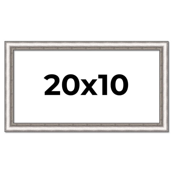 20x10 Frame Silver Real Wood Picture Frame Width 1.25 Inches | Interior Frame Depth 0.5 Inches |
