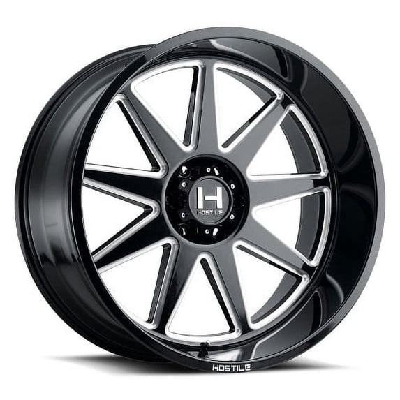 20x10 Hostile H121 Omega Blade Cut (Gloss Black & Milled) Wheel 5x5 (-19mm)
