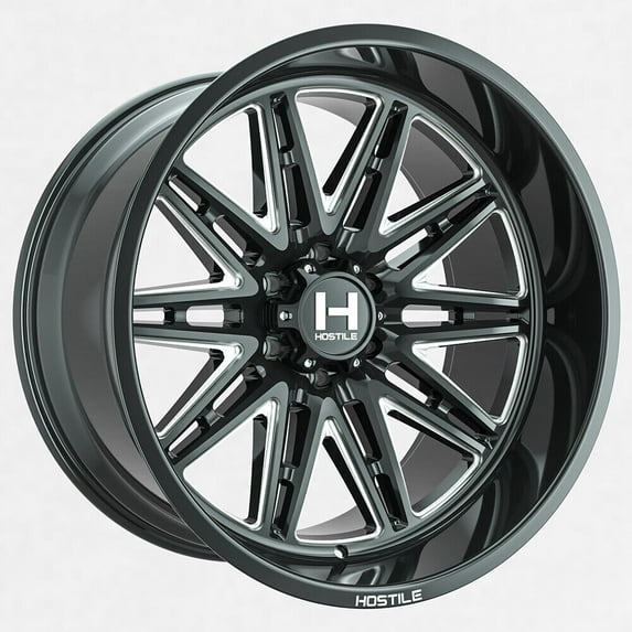 20x10 Hostile H126 Maniac Blade Cut (Gloss Black & Milled) Wheel 6x5.5 (-19mm)