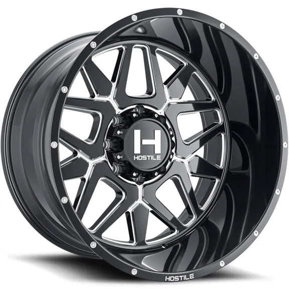 20x10 Hostile H128 Diablo Blade Cut (Gloss Black & Milled) Wheel 8x170 (-19mm)