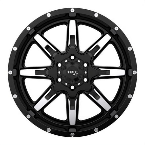 20x10 Tuff T15 GLOSS BLACK W/ MACHINED FACE Wheel 5x5.5 (-19mm)