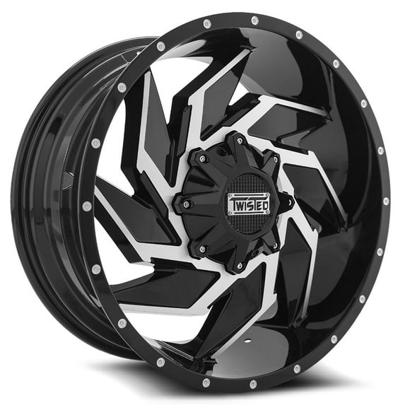 20x10 Twisted Off-Road T-24 Raptor Gloss Black & Machined Wheel 8x6.5 (-24mm)