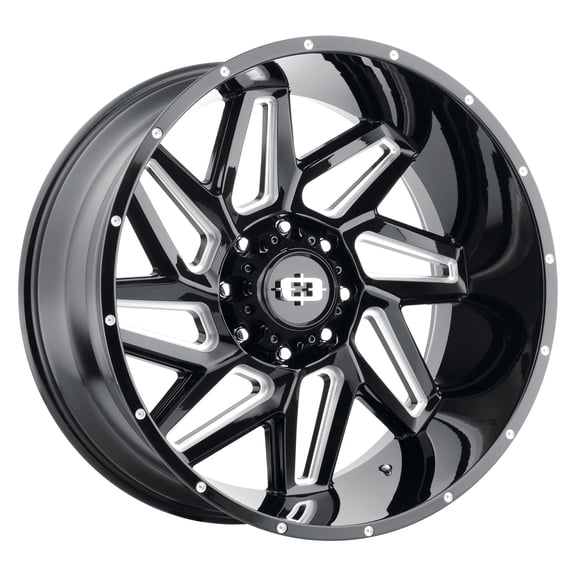 20x10 Vision 361 Spyder Gloss Black Milled Spoke Wheel 5x5 (-25mm)