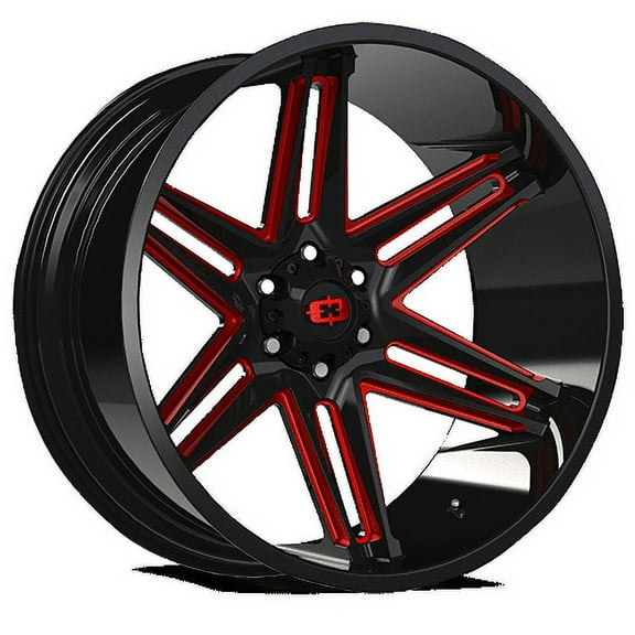 20x10 Vision 363 Razor Gloss Black Milled Spoke W/Red Tint Wheel 8x6.5 (-25mm)