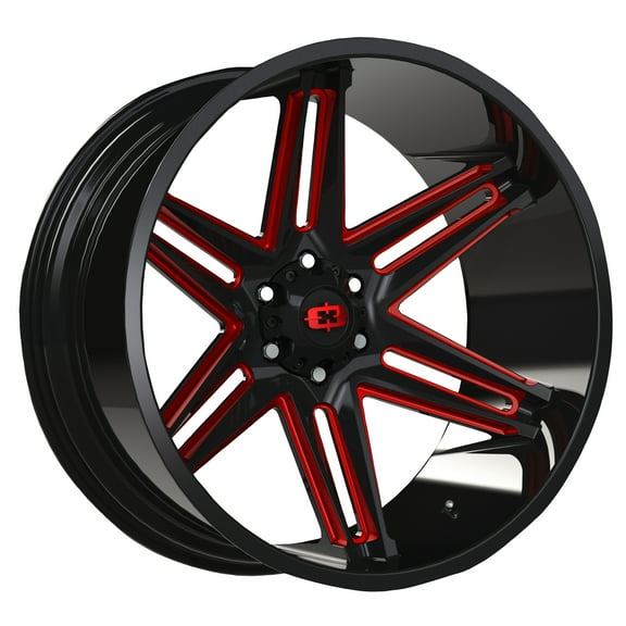 20x10 Vision 363 Razor Gloss Black Milled Spoke w/ Red Tint Wheel 5x5.5 (-25mm)