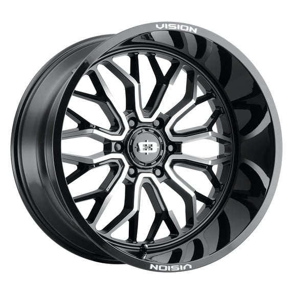 20x10 Vision 402 Riot Gloss Black Machined Face Wheel 5x150 (-25mm)