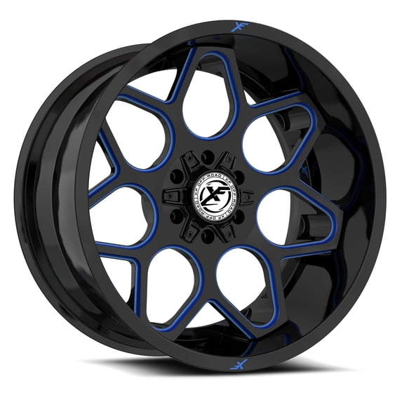 20x10 XF Off-Road XF-233 Gloss Black & Blue Milled Wheel 5x5/5x5.5 (-12mm)