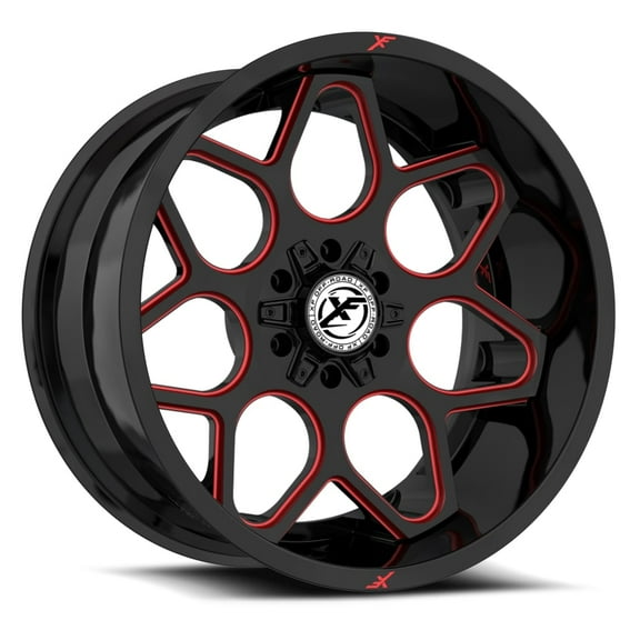 20x10 XF Off-Road XF-233 Gloss Black & Red Milled Wheel 6x135/6x5.5 (-12mm)