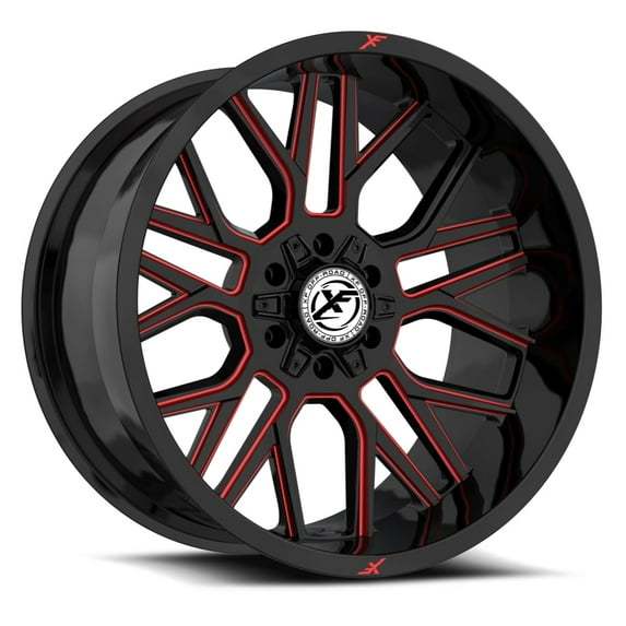 20x10 XF Off-Road XF-235 Gloss Black & Red Milled Wheel 5x5/5x5.5 (-24mm)