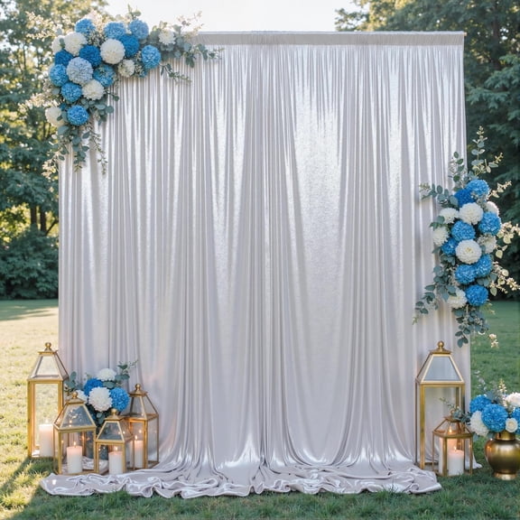20x10FT Silver Sequin Backdrop Curtain for Party - 4 Panels 5x10FT Wrinkle-Free Shimmer Drapes for Birthday, Wedding, Christmas, Decorations & Photography