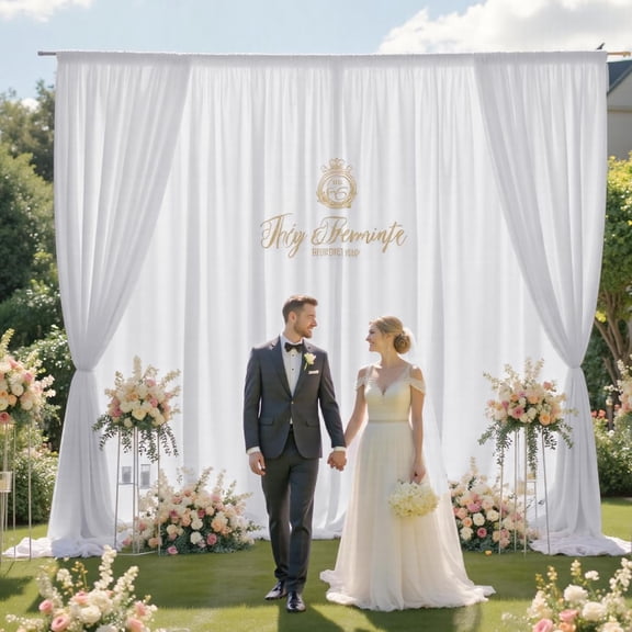 20x10FT White Backdrop Curtains for , 4 Panels 5x10FT Thick Polyester Backdrop Drapes, Wrinkle Resistant Photography Background Drapes for Wedding Birthday Decoration