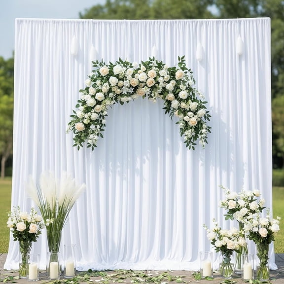 20x10ft White Backdrop Curtains for Parties, 2 Panels Wrinkle-Free Polyester Photography Background, Large Photo Backdrop for Wedding, Birthday, Shower, Professional Event Drape Decor