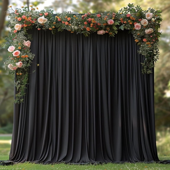 20x10ft Wrinkle Free Black Backdrop Curtain for Parties Soft Fabric Drapes Wedding Black Curtain Backdrop for Birthday Party Decorations Background for Photography 5x10ft, 4 Panels