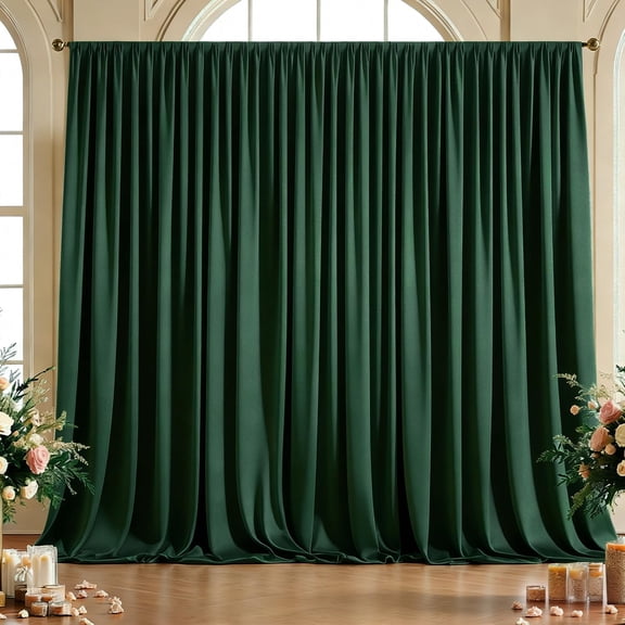 20x10ft Wrinkle Free Hunter Green Backdrop Curtain for Parties, Soft Wedding Dark Green Curtain Backdrop, Polyester Photo Backdrop Drapes for Birthday Party Baby Shower Photography Background