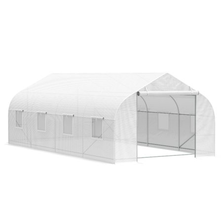 20x10x7ft Walk-in Outdoor Tunnel Greenhouse Portable Backyard Plant Growth Shed Warm House - White