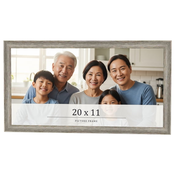 20x11 Frame Grey Solid Wood Picture Frame Width 1 Inches | Interior Frame Depth 0.5 Inches |