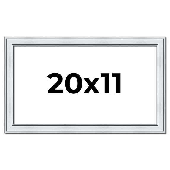 20x11 Frame Sterling Silver Solid Wood Picture Frame | 1.25 Inch Moulding Width | 0.75 Inch