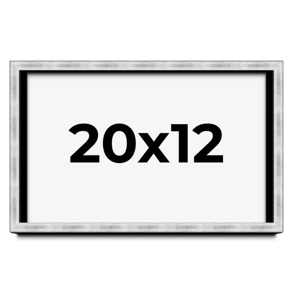 20x12 Frame Brushed Silver Solid Wood Picture Frame | 0.75 Inch Moulding Width | Rabbet Depth 0.75