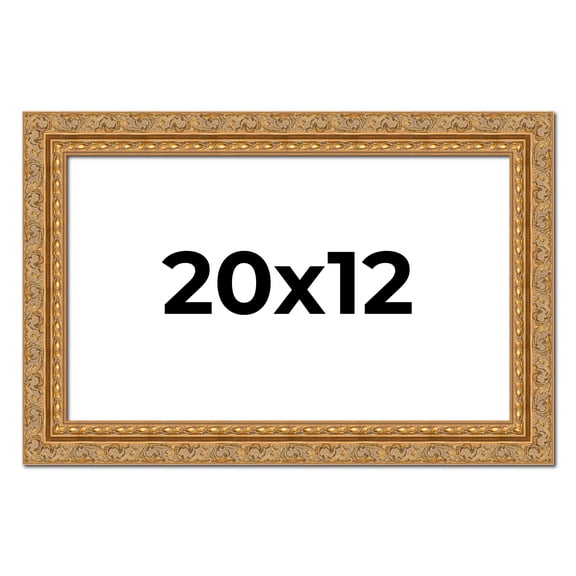 20x12 Frame Gold Ornate Solid Wood Picture Frame | 2 Inch Moulding Width | Firman Traditional Photo