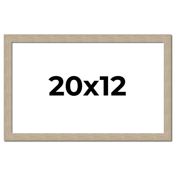 20x12 Frame Grey Solid Wood Picture Frame Width 1 Inches | Interior Frame Depth 0.5 Inches |