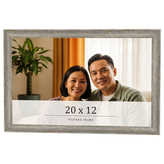 20x12 Frame Grey Solid Wood Picture Frame Width 1 Inches | Interior Frame Depth 0.5 Inches |