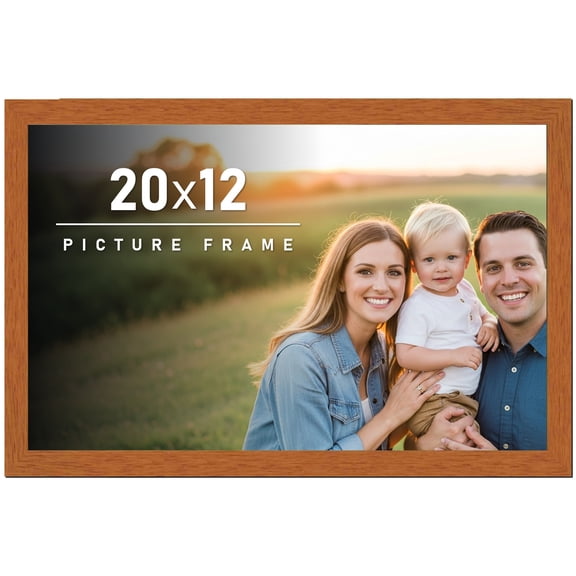20x12 Frame Honey Pecan Brown Picture Frame - Modern Photo Frame Includes UV Acrylic Shatter Guard