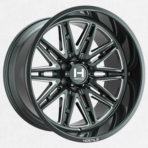 20x12 Hostile H126 Maniac Blade Cut (Gloss Black & Milled) Wheel 5x5.5 (-44mm)