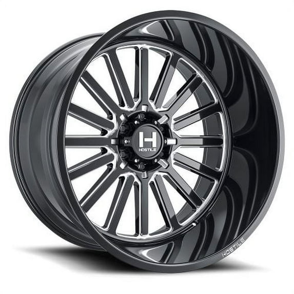 20x12 Hostile H127 Titan Blade Cut (Gloss Black & Milled) Wheel 5x5.5 (-44mm)