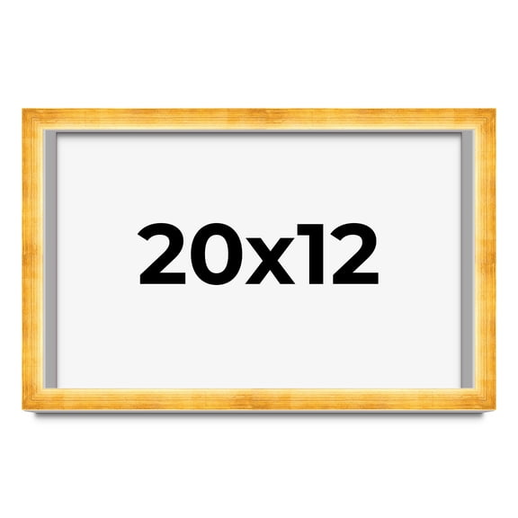 20x12 Shadow Box Frame Gold | 1.625 Inches Deep Real Wood Traditional Shadowbox Display Frame | UV