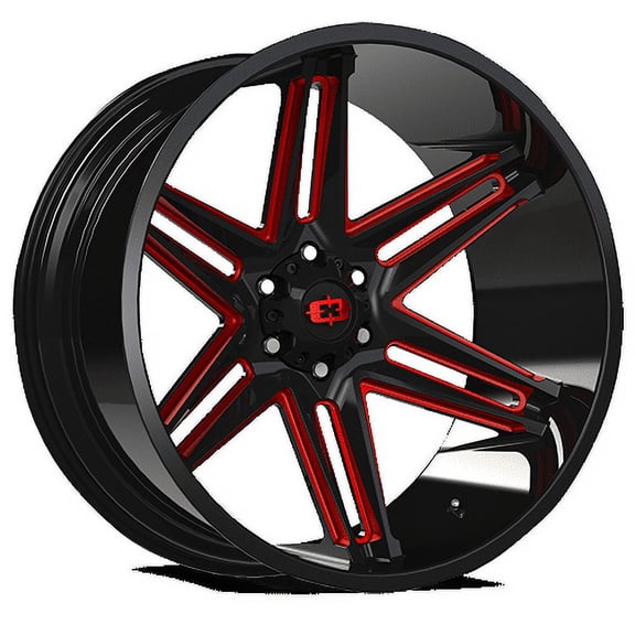 20x12 Vision 363 Razor Gloss Black Milled Spoke W/Red Tint Wheel 8x170 (-51mm)