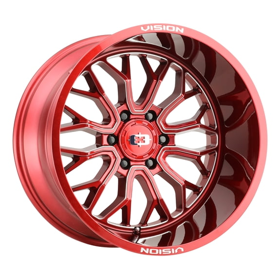 20x12 Vision 402 Riot Red Tint Milled Spoke Wheel 5x5 (-51mm)