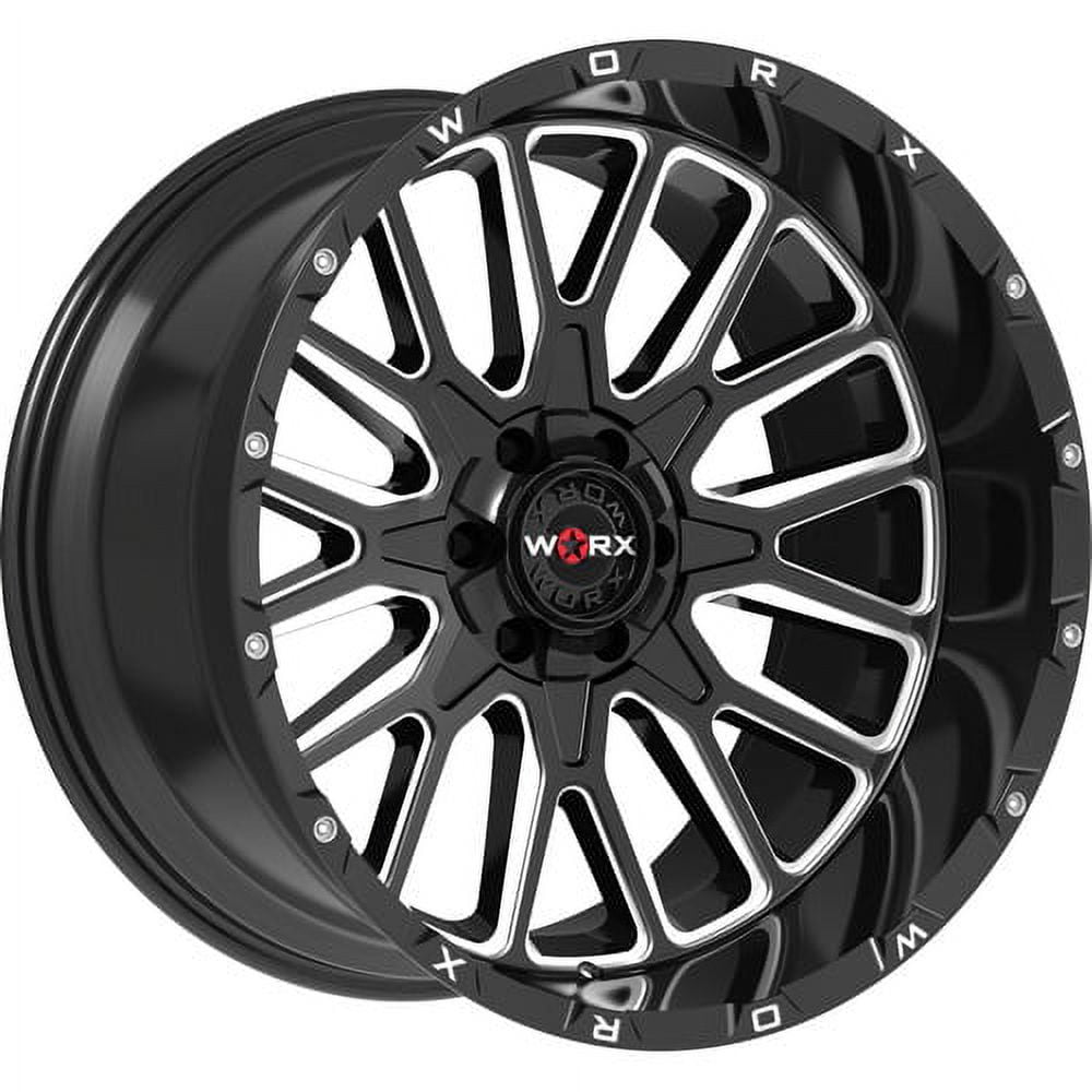 20x12 Worx 818BM Gloss Black w/ Milled Wheel 8x180 (-44mm) - Walmart.com