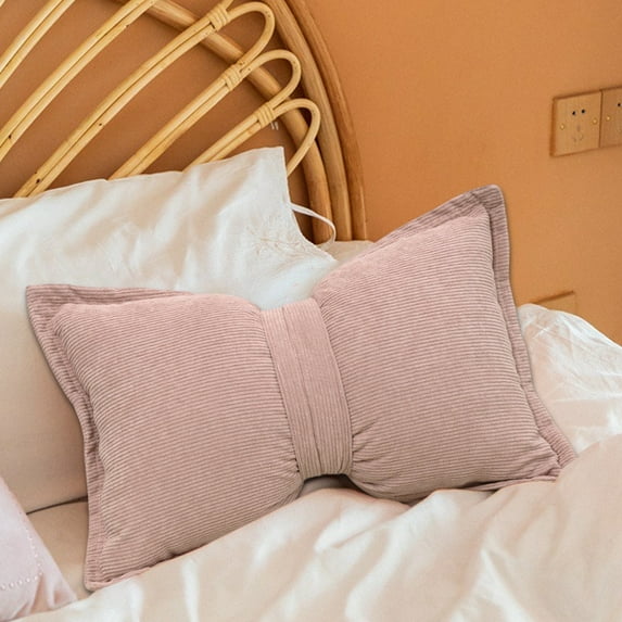 20x12 inch Christmas Decorative Throw Pillow Covers Cushion Case Lumbar Outdoor Bow Velvet Pillow Cases for Bed Sofa Couch Bench Car Set of 1(Pink)