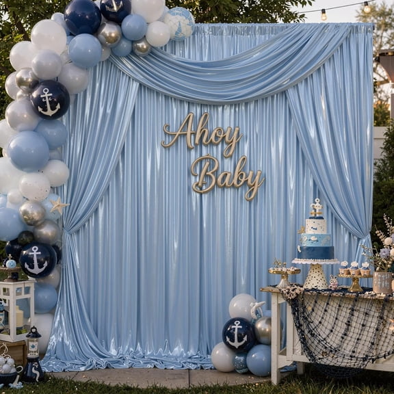 20x12FT Dusty Blue Sequin Curtains Backdrop, Wrinkle Free Drop for Wedding | 2 Panels 5x12FT hot-stamped shimmer fabric, glitter drapes. for photography, birthday, graduation, , stage decor
