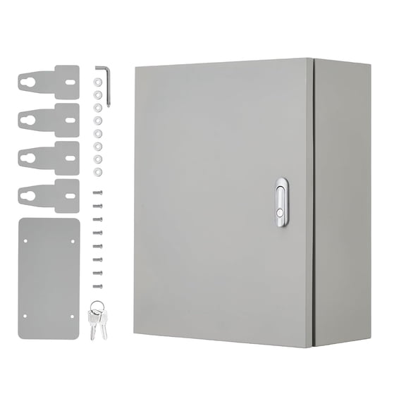 20x12x10 NEMA 4X IP67 Waterproof Steel Junction Box with Lock and Mounting Plate