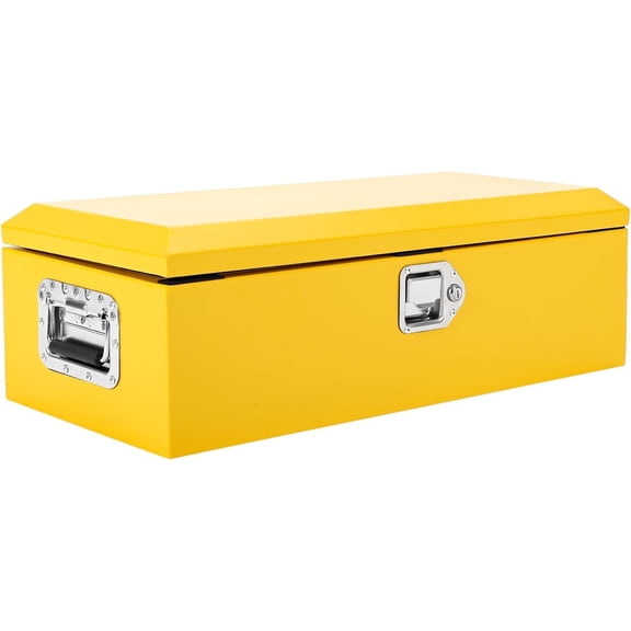 20x12x10in Steel Truck Bed Tool Box with Diamond Plate Side Handle and Lock Keys Portable Storage Organizer for Pickup RV Trailer Yellow