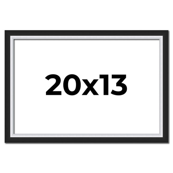 20x13 Frame Black & Silver Solid Wood Picture Frame Width 1.25 Inches | Interior Depth 0.75 Inches