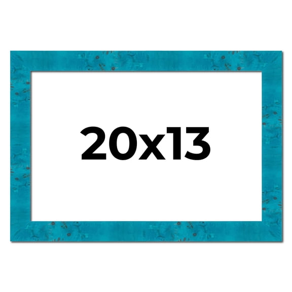 20x13 Frame Blue Teal Burl Wood Picture Frame | 1.75 Inch Moulding Width | Interior Frame Depth 0.5