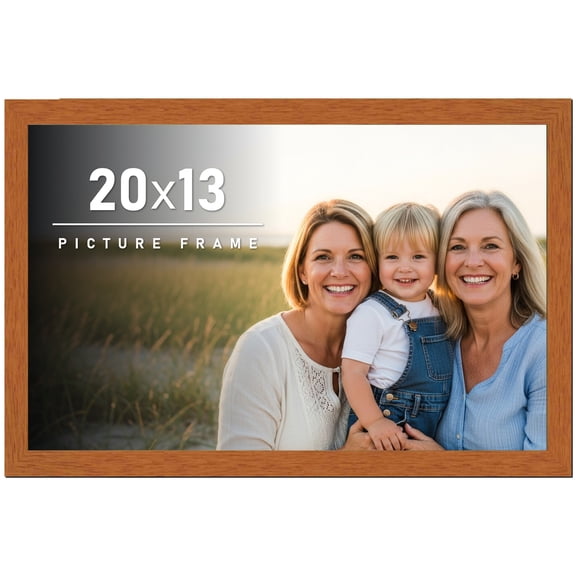 20x13 Frame Honey Pecan Brown Picture Frame - Modern Photo Frame Includes UV Acrylic Shatter Guard