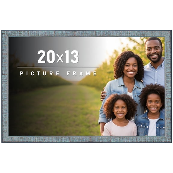 20x13 Frame Rustic Sky Blue Solid Wood Picture Frame | 0.75 Inch Moulding Width |Includes UV