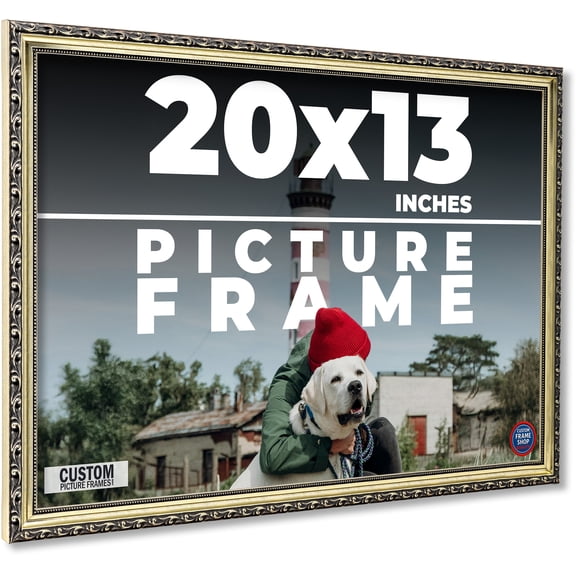 20x13 Frame Silver Solid Wood Picture Frame Width 1.125 Inches | Interior Frame Depth 0.375 Inches